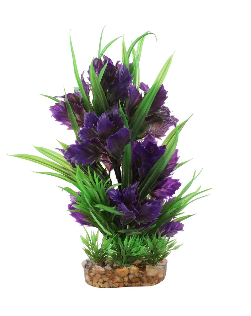 CNZ 3 Pcs Assorted Lifelike Aquarium Plastic Plant Decoration with Gravel Base, 8-inch, Orange, Green, Purple (3pcs8inchGB) - Image 3